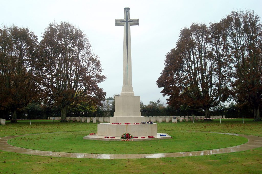 Cross of Sacrifice in Bayeux War Cemetery