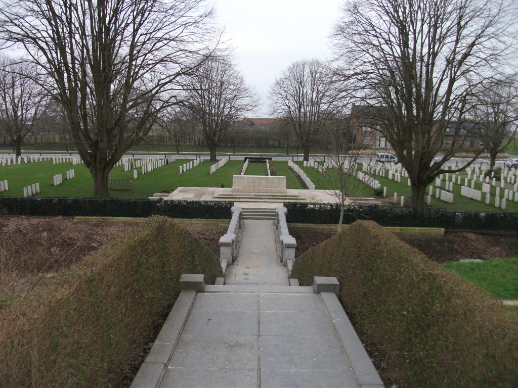 Essex Farm Cemetery viewed from the 49th Division Memorial