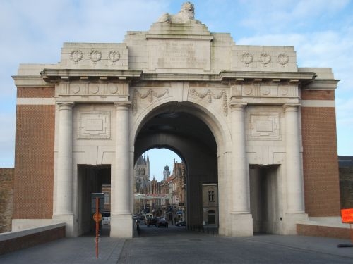 The Ypres (Menin Gate) Memorial looking towards Ieper