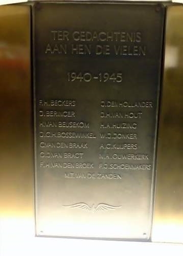 Memorial in Eindhoven Rail Station to employees who died during WWII