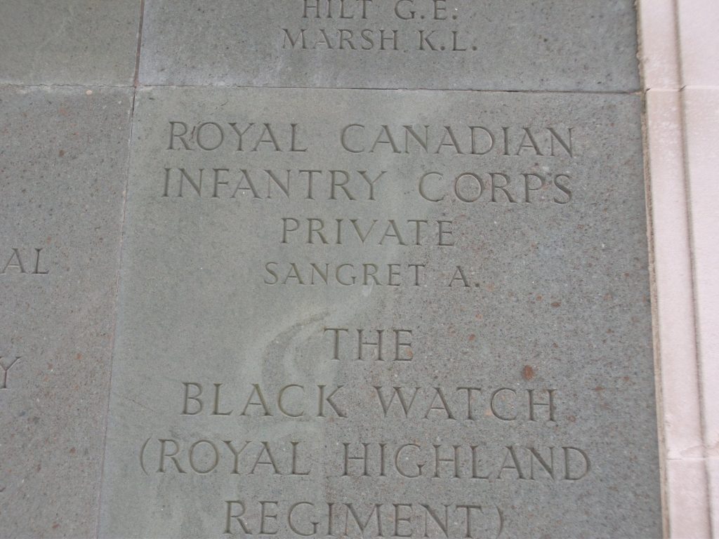August Sangret on the Brookwood Memorial